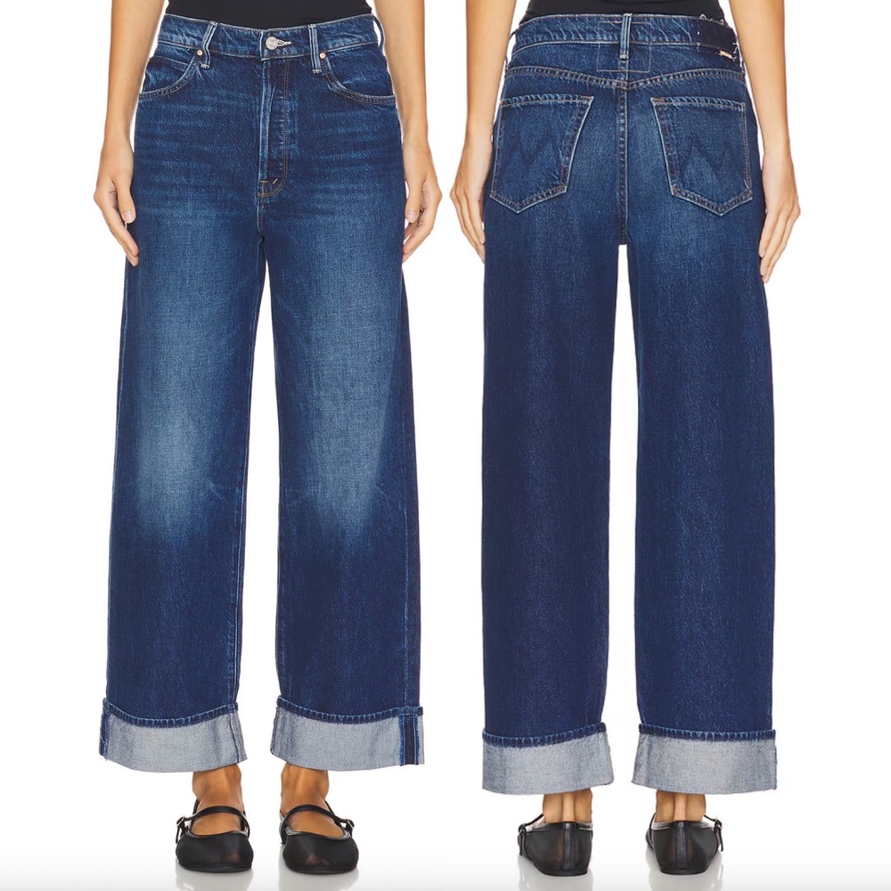 MOTHER Lil' Spitfire Nerdy Cuff Wide Leg Jeans in Did You Bring Me Anything?